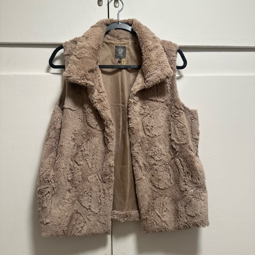 Vince Camuto Cozy Tan Faux Fur Vest